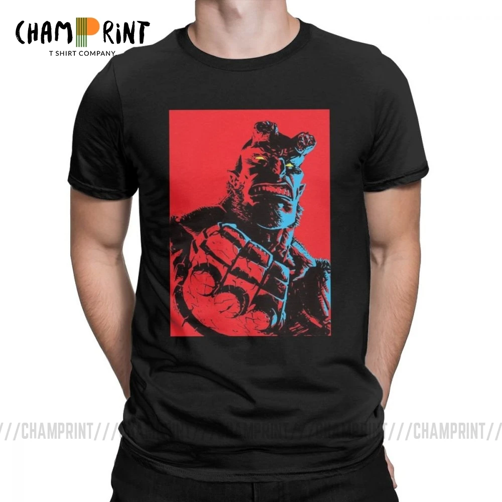

Футболка Hellboy мужская с круглым вырезом, топ из чистого хлопка с коротким рукавом, лето