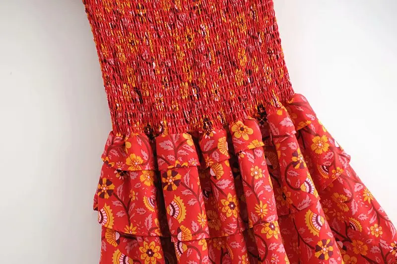 Винтажное шикарное женское платье с цветочным принтом и открытыми плечами