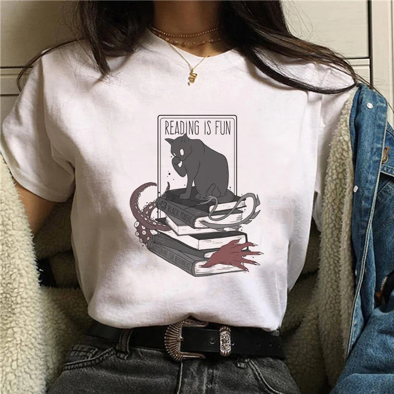 

Punk Women Tshirts Tarot Print Femme T-Shirts Short Sleeve O-Neck Summer Loose Tee for Tops Woman Clothes Harajuku Tshirt Women