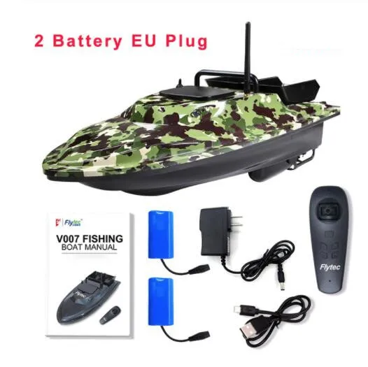Flytec V007 RC лодка рыбацкая лодка открытый фиксированная скорость корабль сильное сопротивление ветра с светодиодный фара-прожектор для лодки VS Flytec 2011-5 лодка - Цвет: 2Battery EU Plug