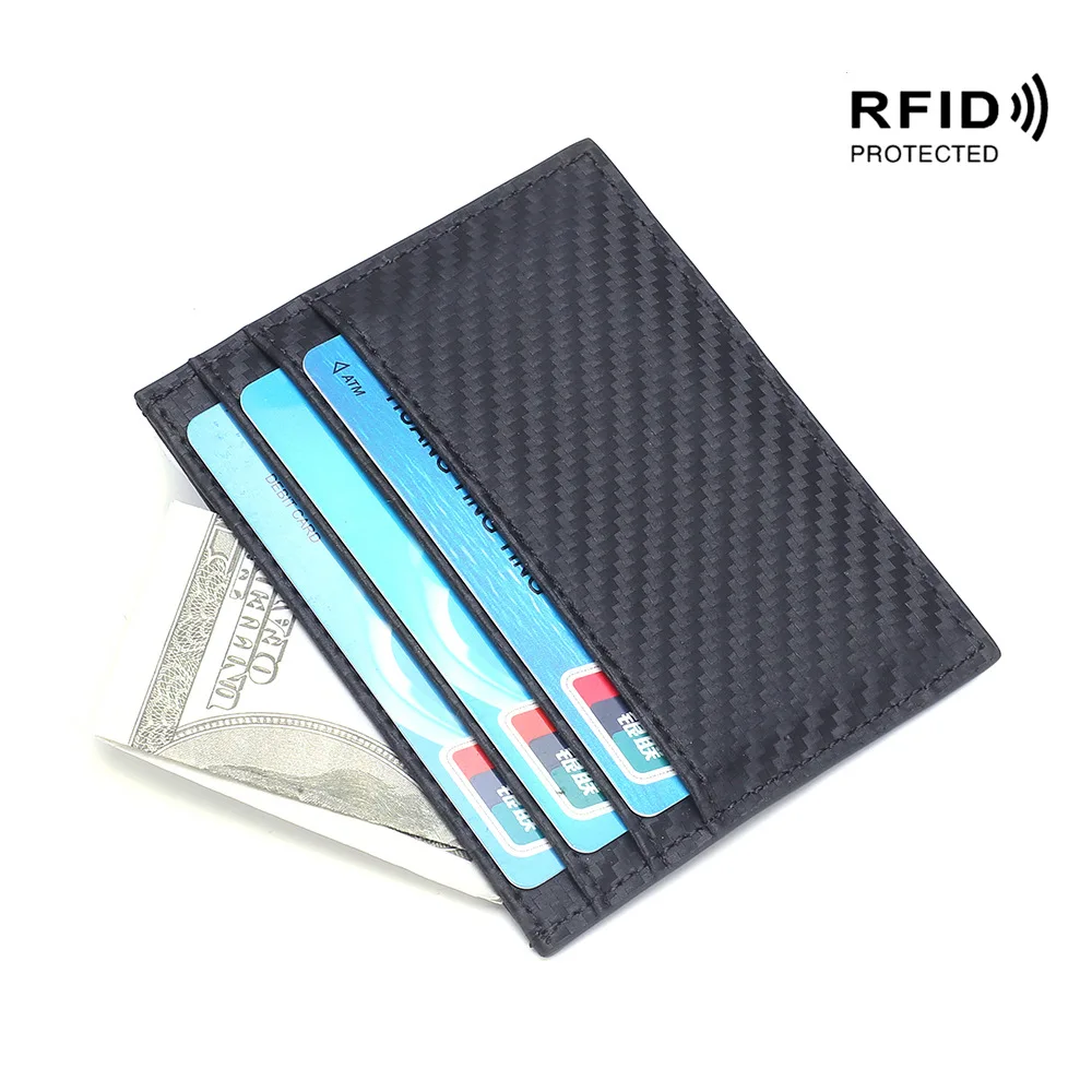 BISI GORO мужской RFID кошелек из углеродного волокна натуральной кожи бизнес