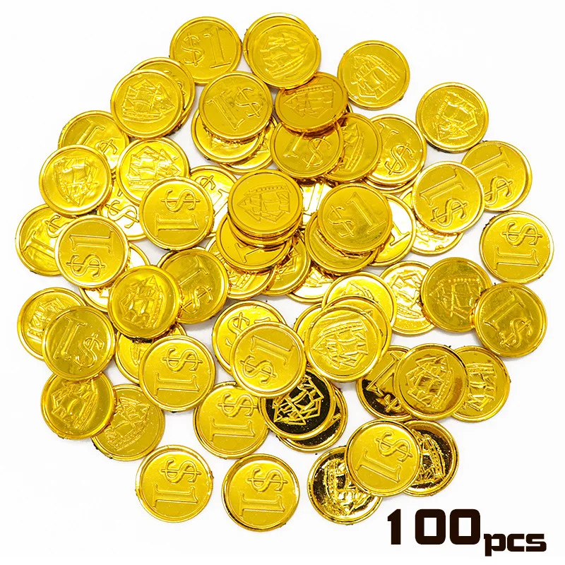 Золотая монета 100 шт./компл. 1 юань золотая пиратский корабль настольная игра