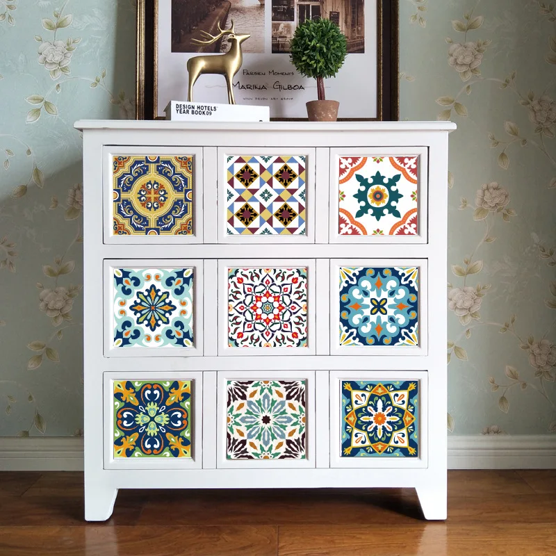 Хроматическая цветная марокканская плитка из ПВХ, водонепроницаемая самоклеящаяся обоевая пленка для мебели в ванной комнате, арабский наклейка на кафель.