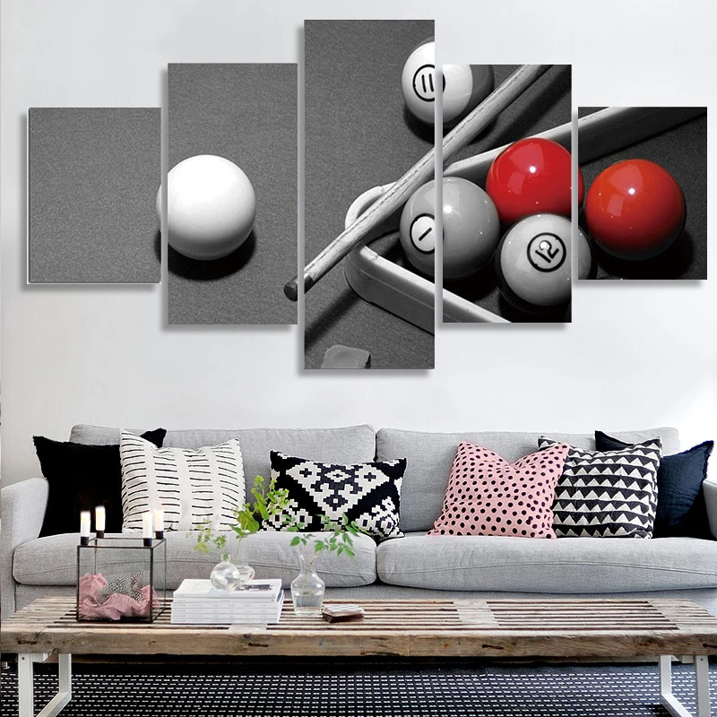 

Modern Canvas Print Art Wall Picture 5 Panels Billiards Paintings Decor Artwork Canvas Print for Home Office Living Room Bedroom