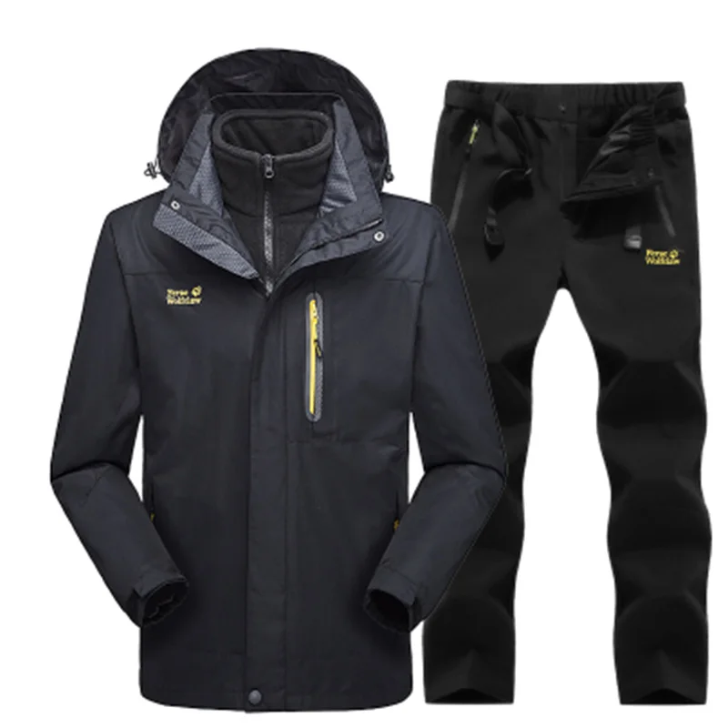 

Winter ski suit men's Fleece liner Parka Outdoor jacket & Hiking Pants Thermal raincoat Windproof waterproof mountaineering suit