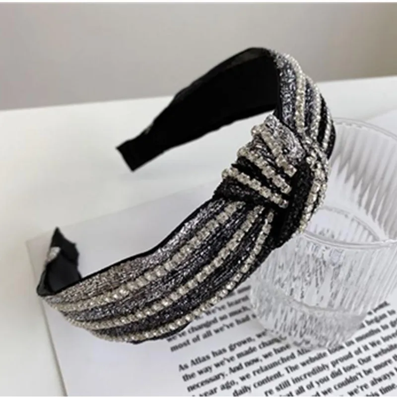

Black Crystals Hair Hoop Women Baroque Diamonds Knot Hairband Ladies Party Headdress Women Headband Adults Crystals Head Band