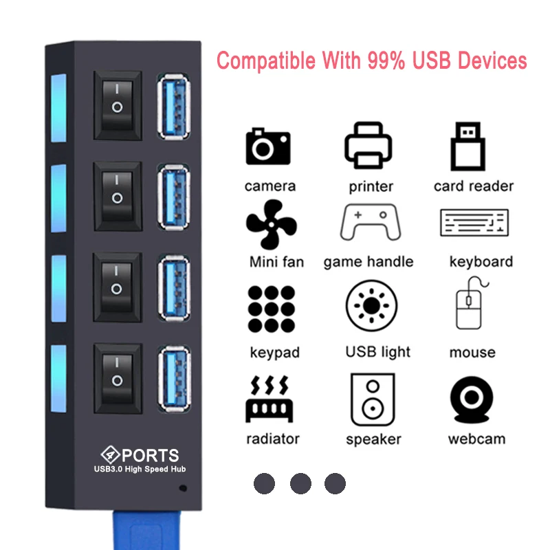 3 0 usb hub multi usb splitter usb multi hub usb 3 hub use power adapter 47 port 2 0 usb port with switch computer accessories free global shipping