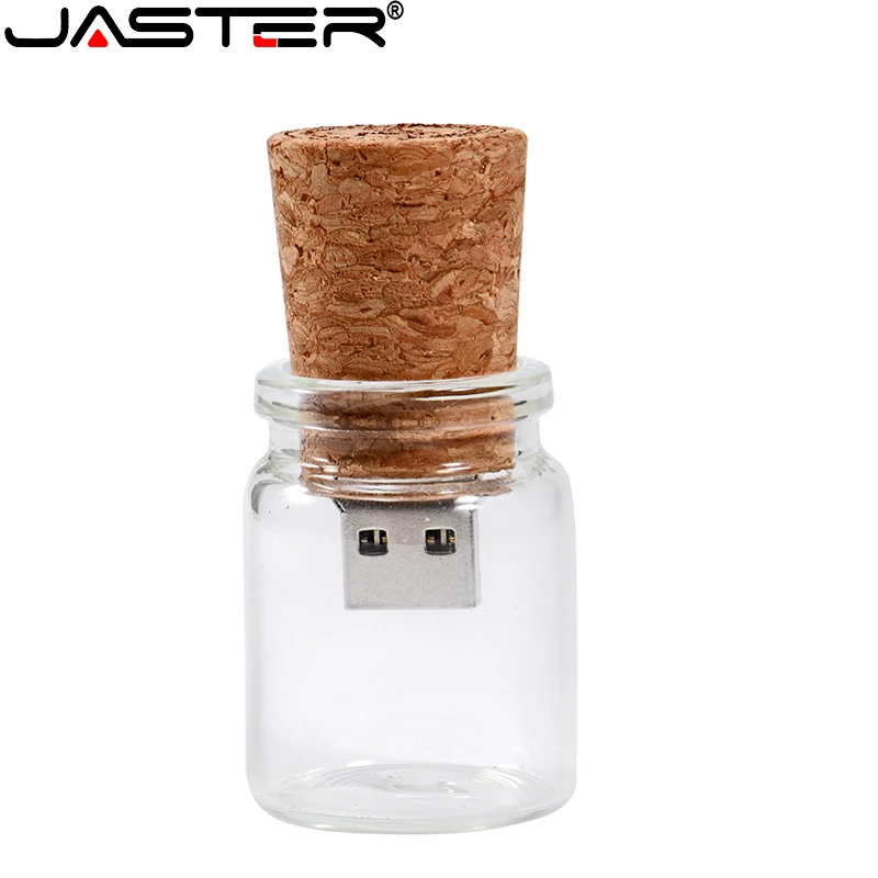 

JASTER Wooden Drift Bottle USB Flash Drive Memory Stick 2.0 128GB 64GB Free Custom LOGO USB Bottle Can Hold Wishing Strips