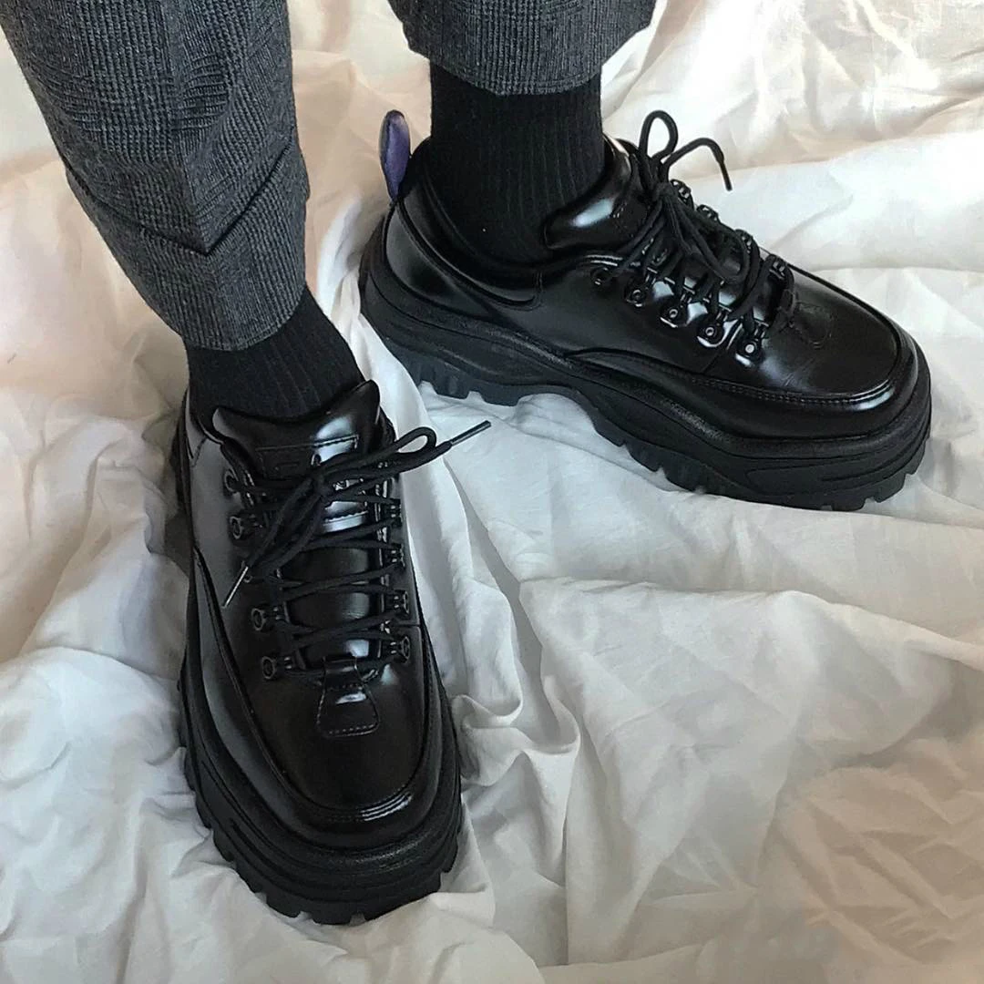 Обувь на платформе с круглым носком Цвет Черный Европейская мода женская обувь