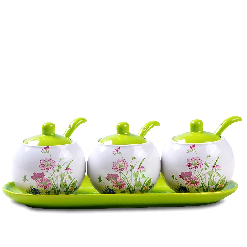 Креативная керамическая банка для приправ комплект из трех предметов кухонная