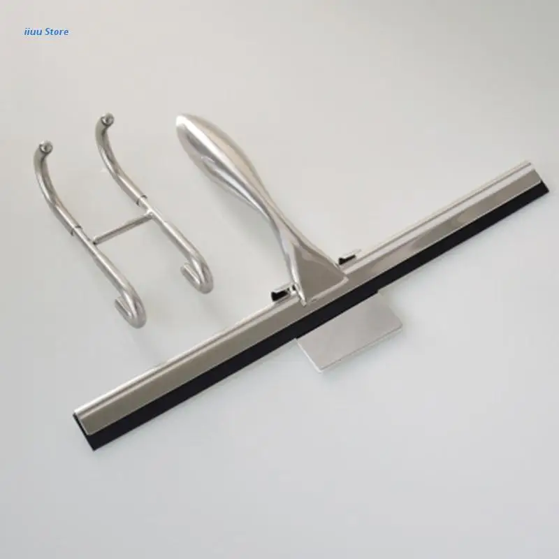 

Stainless Steel Bathroom Squeegee Window Wiper Cleaner with Sticky Hanging Hook for Car Home Scraper Tool L5YE