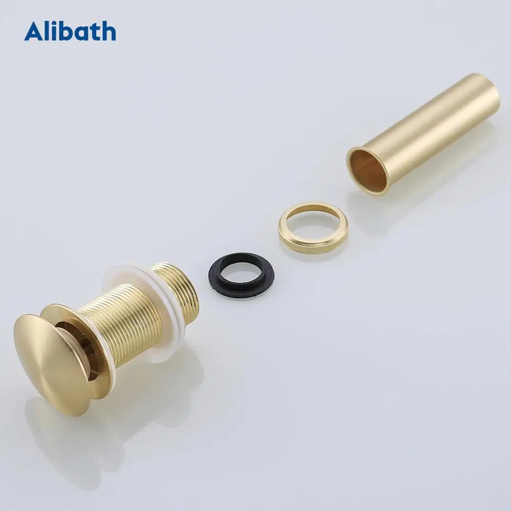 Brass Pop-Up Drain With/Without Overflow Hole Bathroom Basin Push Down Waste Drainer Plug Bathtub Round Brushed Gold. | Обустройство