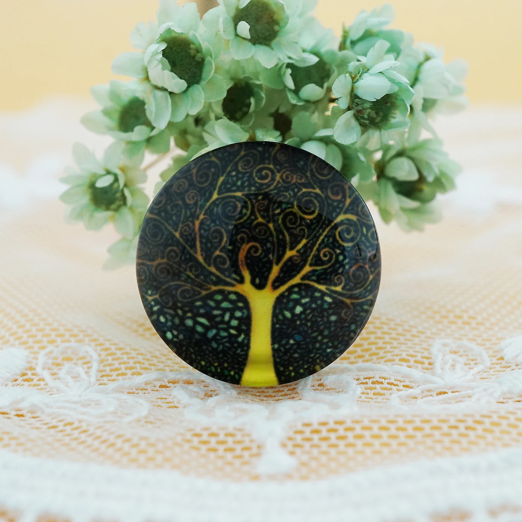 10 шт./лот круглый 20 мм смешанный стеклянный кабошон с деревом жизни для подвесок