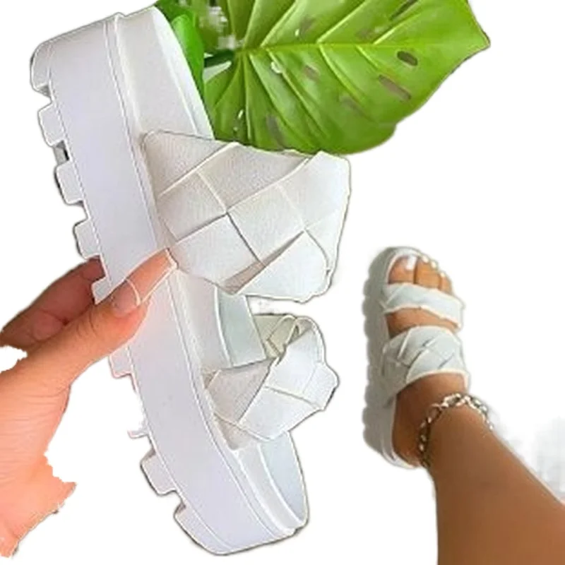 

Ladies Outdoor Slippers Trifle Bottom Fashion Slippers Summer New Seaside Non-slip Wading Plaid Sandals AndSlippers Women'sShoes