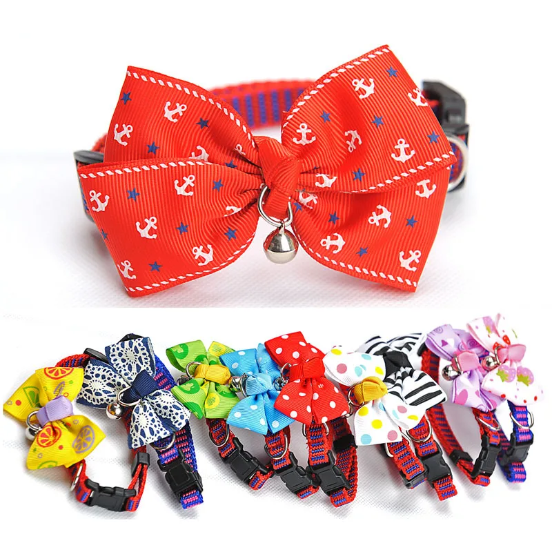 

1Pc Safety Dog Cat Pet Collar Cute Bow Tie Dog Collars with Bell Puppy Kitten Necktie Collar