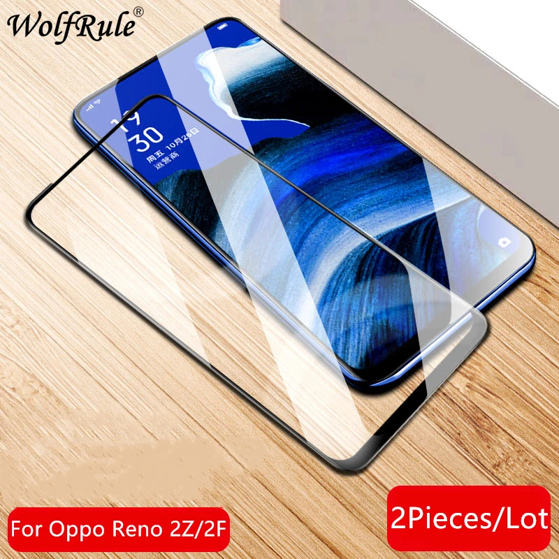 Protector de pantalla de pegamento para Oppo Reno 2Z, vidrio templado de cobertura completa HD para Oppo Reno 2Z 2F, Oppo Reno 2F, 6,53 ", 2 uds.-0