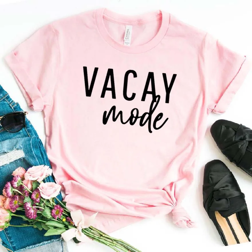 Vacay режим печати женская футболка хлопок свободный покрой забавная для маленькой