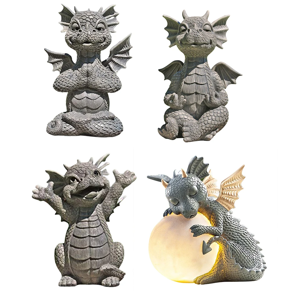 

Easter Garden Outdoor Yard Decoration MystiCall Small Dinosaur Shape Meditation Sculpture Home Desk Dragon Meditated Statue