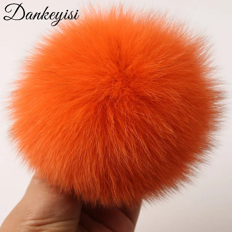 

DANKEYISI Big Real Fox Fur Pompom Fur Balls Fur Pom Poms For Hats Cap Natural Raccoon Fur Pompon For Scarf Gloves 14-15cm