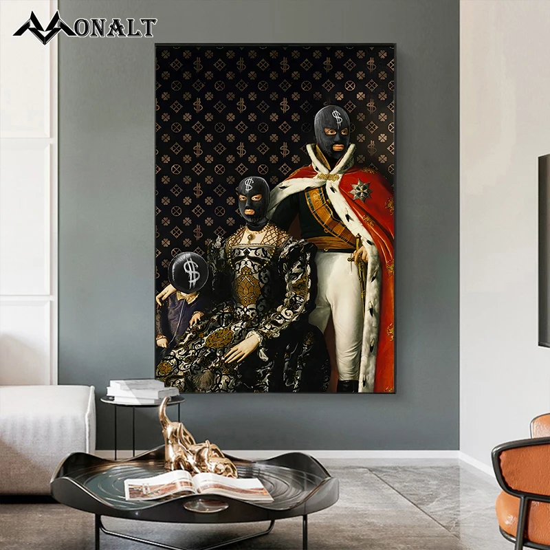 Роскошная живопись семейный дворец в маске ВИНТАЖНЫЙ ПЛАКАТ доллар человек