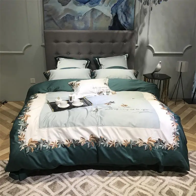 42 нежная вышивка роскошный Египетский хлопок Постельное белье Queen King size комплект
