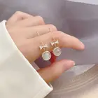 Корейские модные милые серьги-кольца с опалом для женщин и девушек летние изысканные циркониевые висячие серьги с бантом ювелирные изделия подарок Вечерние