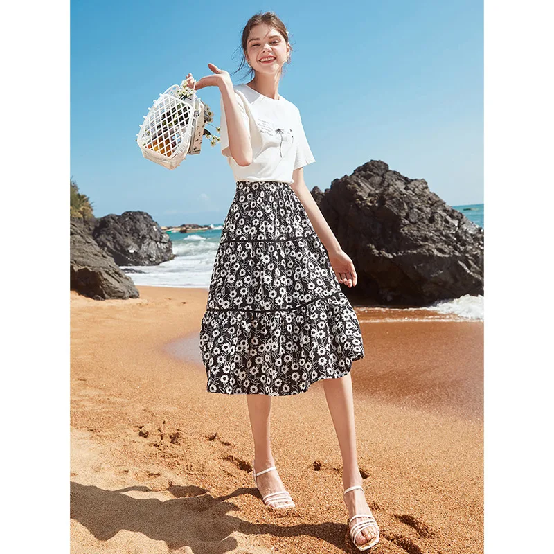 

Skirts Womens 2021xy 2021 Summer New Fashion Temperament Korean Style Commuter Printed Skirt Female T812083