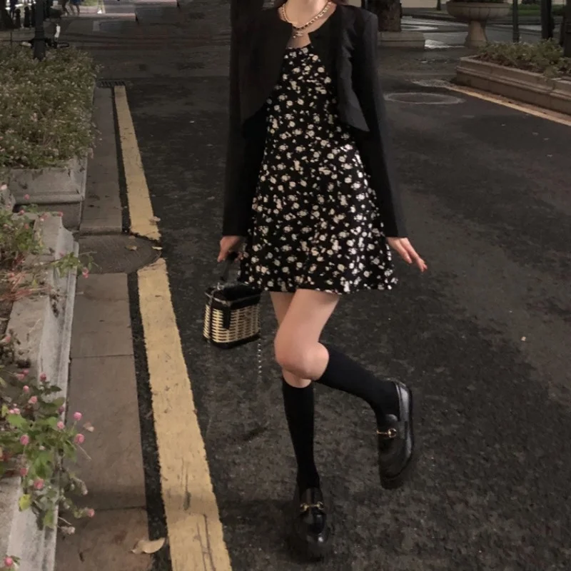 Модный Шикарный ретро-костюм в гонконгском стиле женский короткий костюм на