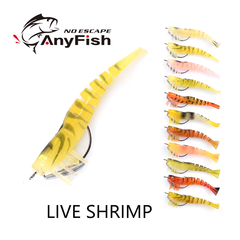 

ANYFISH SHRIMP Soft lure 7g/12g 1pcs Artificial baits fishing lure with hooks Fishing Shrimp Bait Jigs Lure Worn Fake Lure Baits
