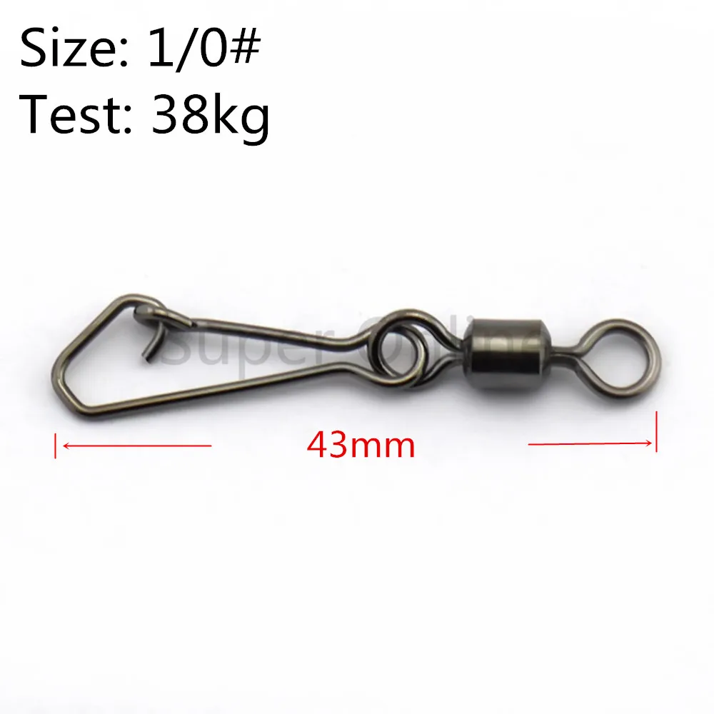 Size 1 0 43mm 38kg 50 шт. Вертлюги Из Нержавеющей Стали рыболовные MS+ QL интерлок прокатный поворотный с крючками оснастка соединитель крюка - Цвет: Size 1 0 43mm 38kg