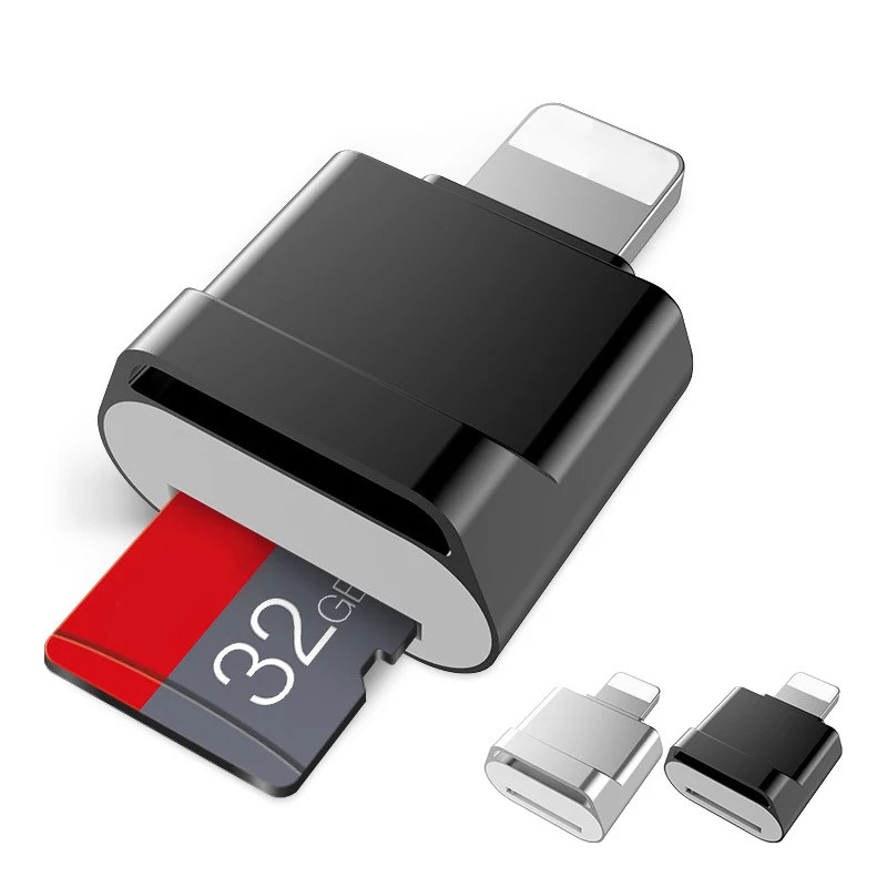 Фото OTG адаптер Mini Micro SD TF кардридер для iOS 14 13 12 и выше система внешний памяти iPhone 11 Pro Max 8 OTG адаптер Mini Micro SD TF кардридер для iOS 14 13 12 и выше система внешний памяти iPhone 11 Pro Max 8