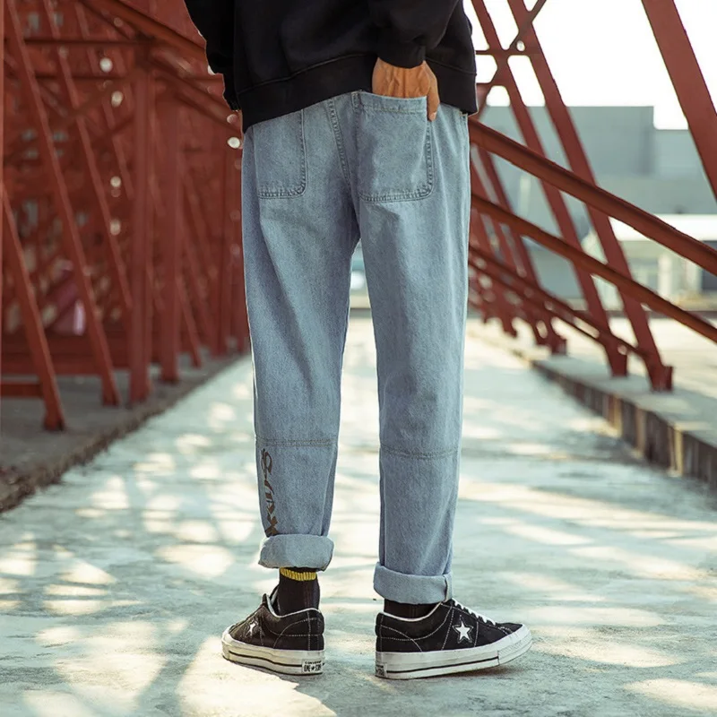 Japanese Fashion Embroidered Straight-leg Jeans Large Size Loose Casual Trousers Spring and Autumn All-match Tide Brand Pants