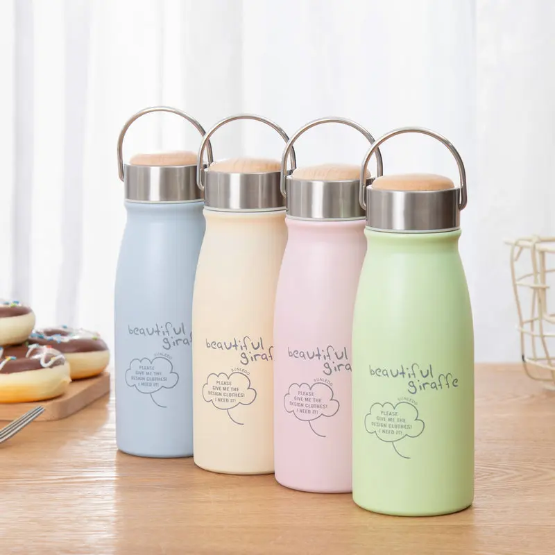 Матовый однотонный вакуумный термос из нержавеющей стали в стиле ретро