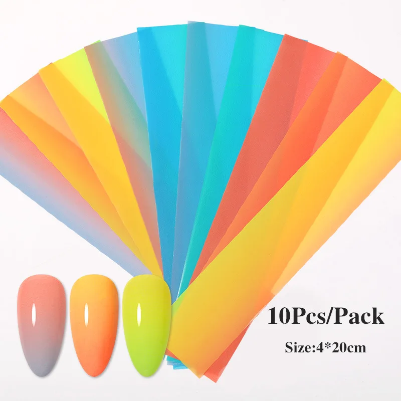 

2021 new nail art fluorescent stickers 10 sets of bag fluorescent colorful starry paper nail art transfer stickers nail stickers