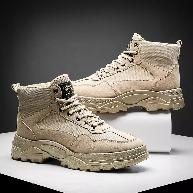 Мужские зимние ботинки со шнуровкой яркие дышащие из искусственной замши для