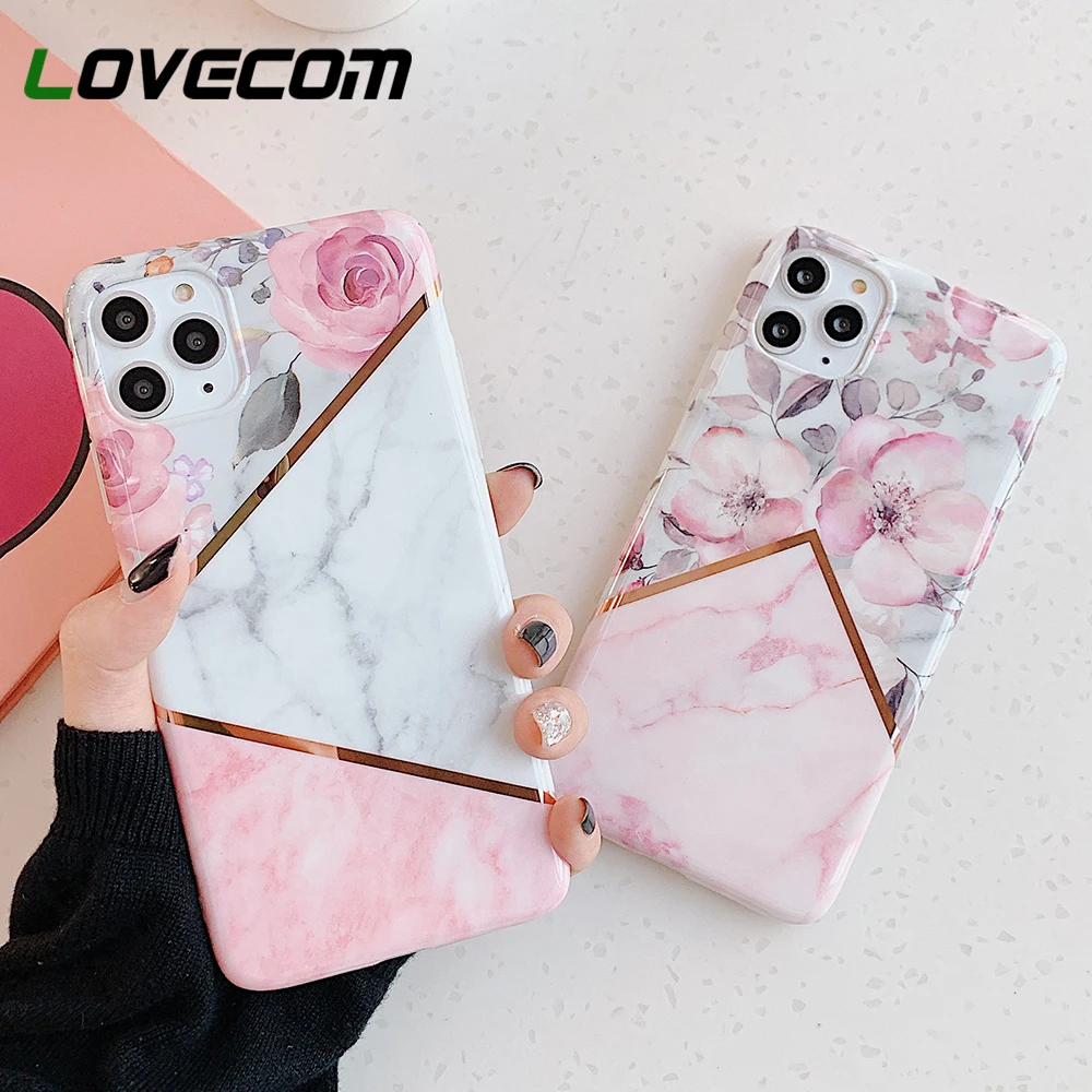 Акварельный цветочный геометрический мраморный чехол для телефона iPhone 11 Pro Max XR X