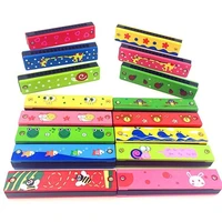80 hot sale children 16 holes double row wood harmonica musical instruments educational toy