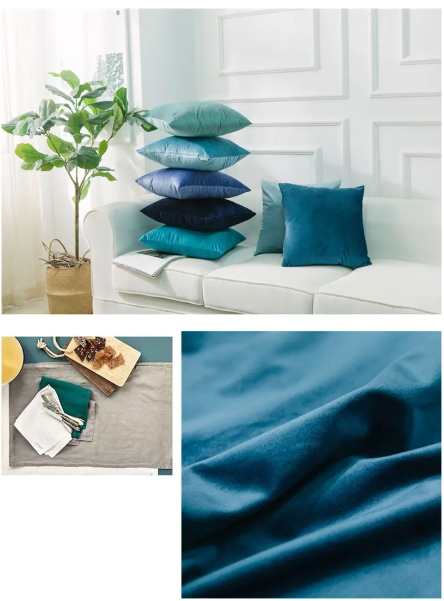 Nordic Style Velvet Pillowcase Simple Solid Throw Cushion Covers Square Pillow Cover for Bedroom Sofa Living Room Decoration