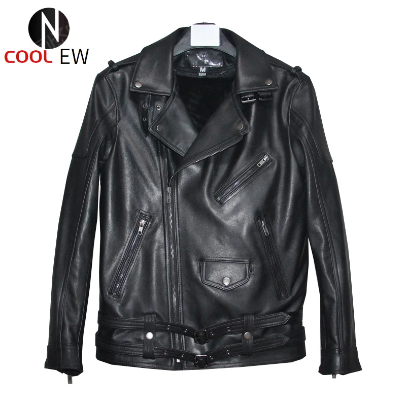 

Free shipping.mens warm genuine leather jacket,thick goatskin quality slim motor coat.sales.plus size style jackets.Detachable
