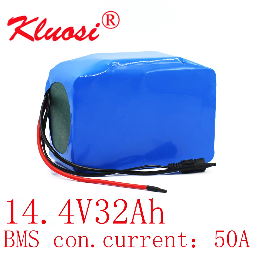 

KLUOSI 4S10P 14.8V 32Ah 600Watt 14.4V 16.8V Lithium Battery Pack with 50A BMS for Inverter Smart Robot High-power Equipment Etc