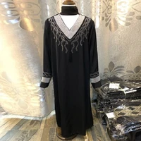 new muslim islamic kaftan ramadan girl hijab robe black children prayer clothes hot rhinestone v neck arab saudi dubai dress