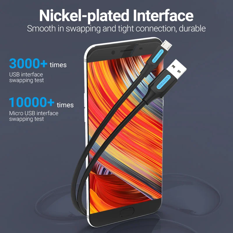 Vention Micro USB кабель 3A Быстрая зарядка для передачи данных Samsung S7 S6 Note Xiaomi Huawei HTC