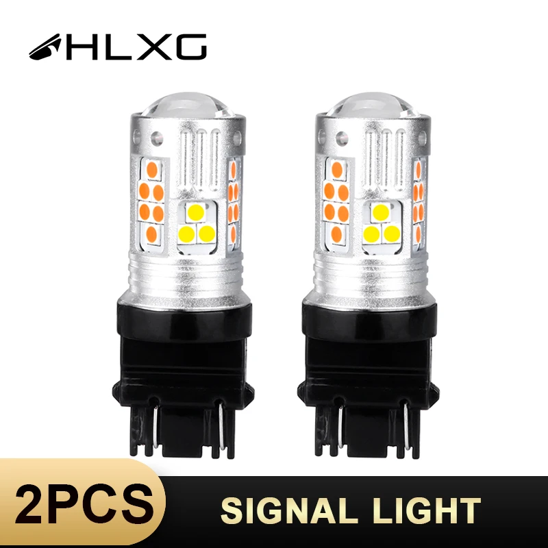 HLXG 2 шт. двойной цвет: желтый белый 7443 7440 3157 3156 светодиодный лампы W21/5 Вт