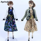 Элегантное пальто и сельское Цветочное платье для куклы Барби, наряды, комплект одежды ручной работы для куклы 16, аксессуары для кукол, детская игрушка