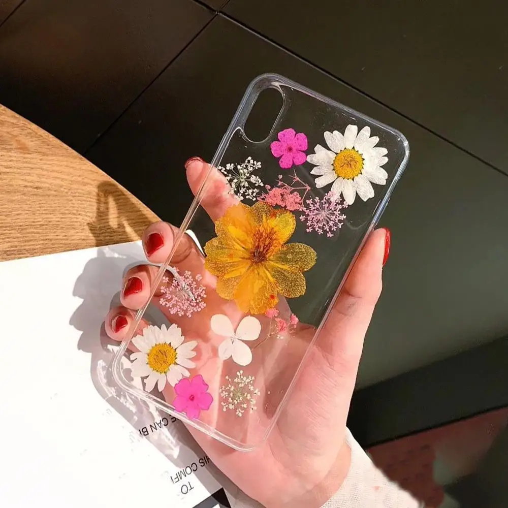 16 Для Iphone 11 Pro X 7 настоящий цветок Прозрачный чехол для телефона с цветочным рисунком для Iphone 11 Pro X Max XR XS 6 6s 7 8 Plus Мягкий силиконовый чехол - Цвет: 16