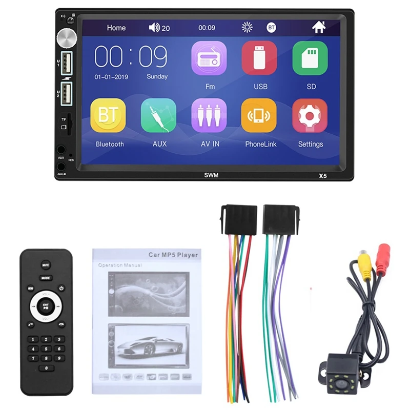 2 Din автомобильное радио 7 дюймов пресс-экран MP5 плеер мультимедиа аудио Bluetooth USB