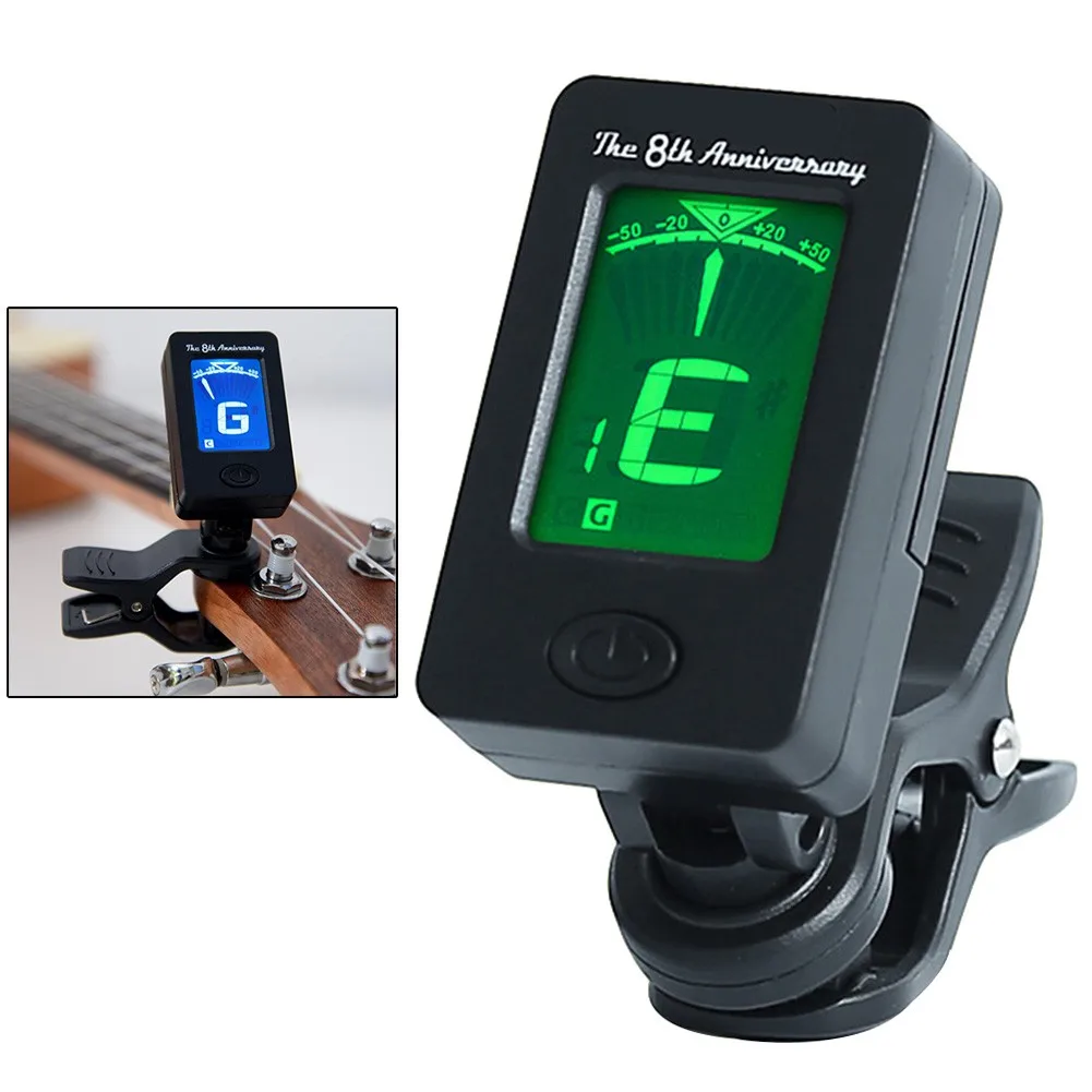 

Electric Digital Guitar Tuner LCD Display Clip-On 0A-8C Violin Ukulele Oud Cello Viola Banjo Rotatable Chromatic Acoustic Bass