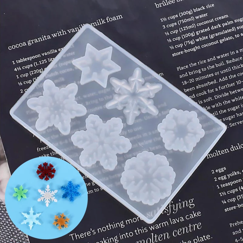 

Силиконовая форма с рисунком рождественских снежинок, форма для шоколадного торта, выпечки, антипригарная и термостойкая, кухонные инструм...