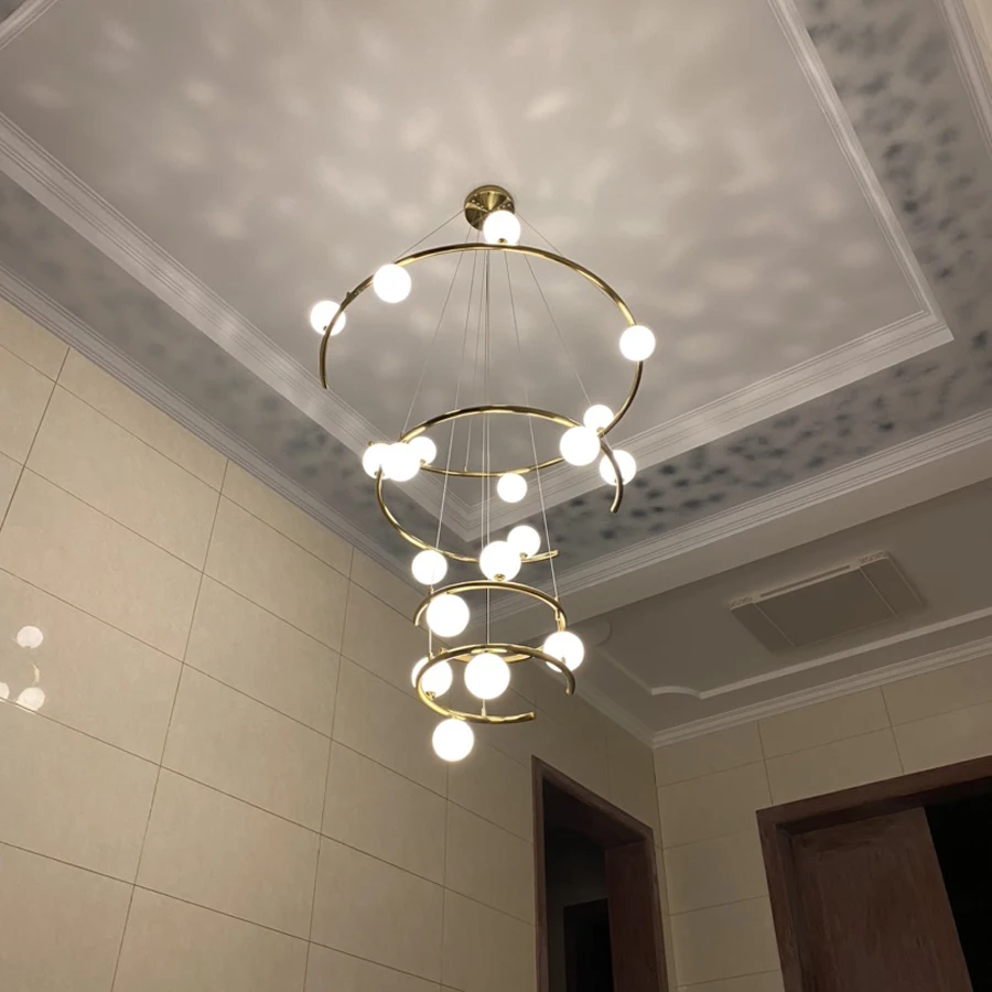 

Light Luxury Duplex Hanging Lights Chandelier Multilayer Ring Lamp Living Room Bedroom Post-modern Deco Lighting Pendant lamp