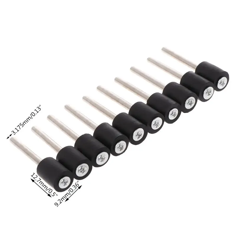 

10Pcs Drum Rubber Mandrels 1/8" Shank For Sanding Sleeve Rotary Tool Abrasive Tools